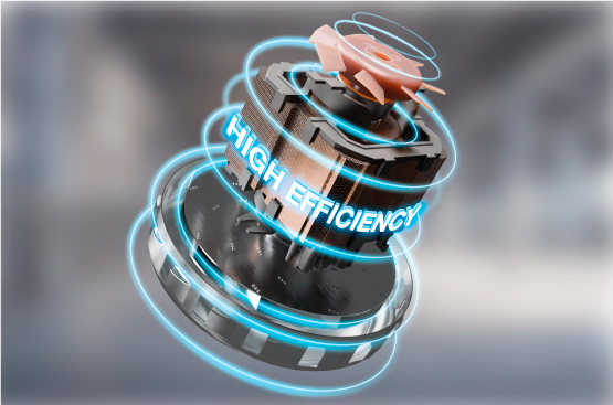 Электрический двигатель DAEWOO мощностью 1500 Вт в сочетании с высокопроизводительной турбиной обеспечивают разряжение 250 мбар и высокую производительность уборки.