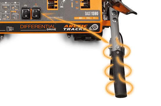 Для комфортной работы на холоде все снегоуборщики серии Expert Line снабжены подогревом рукояток. Включение и выключение размещено прямо на панели.